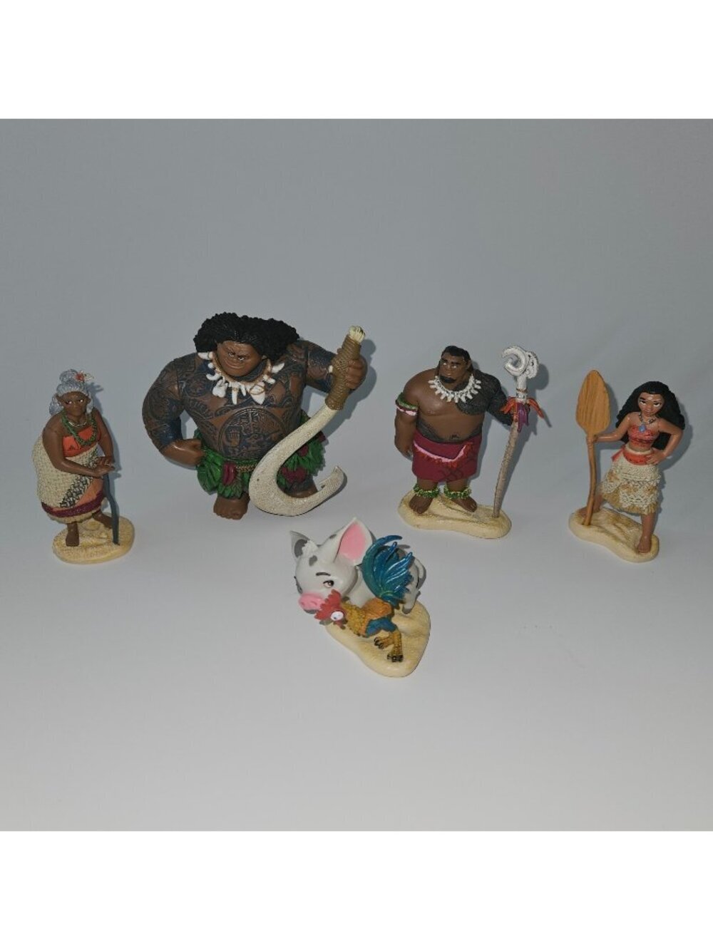 5 Moana Disney Figure Toy Lot Chief Tui Gramma Tala Pua Pig Hei Hei Maui READ